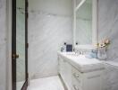 Elegant Bathroom with Marble Finish