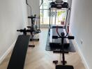 Home gym with exercise equipment