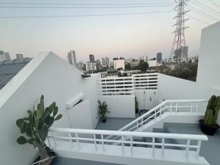 Skyline view terrace with white railing