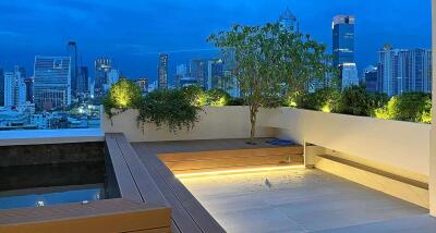 Rooftop terrace with city skyline view