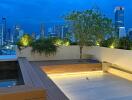 Rooftop terrace with city skyline view