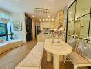 Modern kitchen and dining area with stylish furnishings