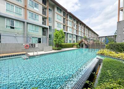 Outdoor swimming pool in a residential apartment complex