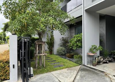 modern house exterior with garden