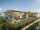 Roof terrace showing garden, dining area, and panoramic views