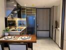 Modern kitchen with dining area