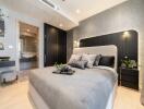 Modern bedroom with stylish decor and ensuite bathroom