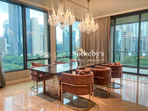 Luxurious dining area with city view