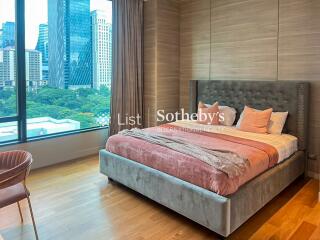 Modern bedroom with city view