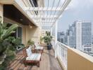 Modern balcony with city view