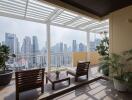 Chic balcony with skyline view