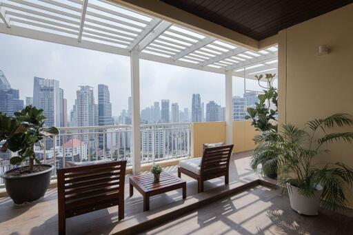 Chic balcony with skyline view