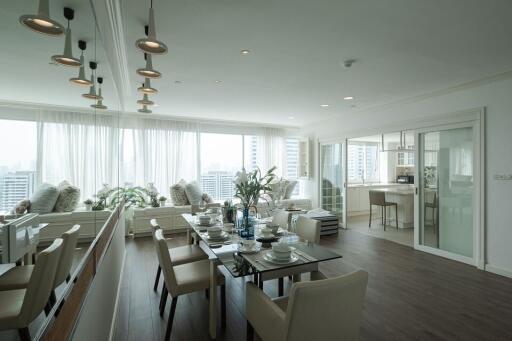 spacious living room with dining area