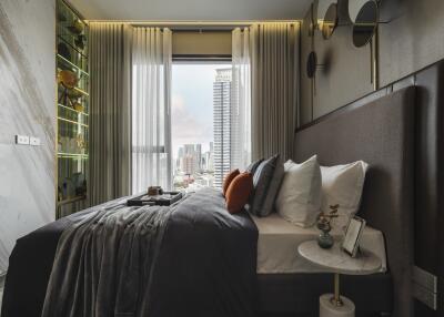 Modern bedroom with city view