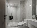 Modern bathroom with glass shower enclosure