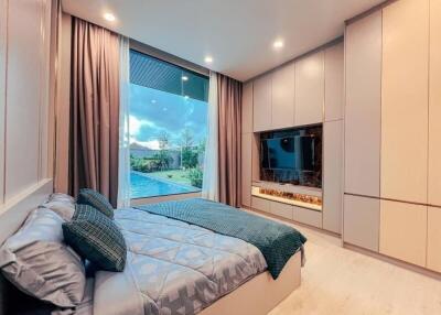 Spacious bedroom with a view