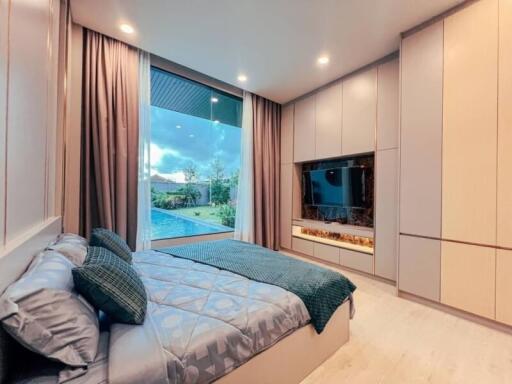 Spacious bedroom with a view