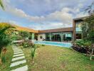 Modern house with pool and garden