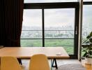 Dining area with panoramic city view