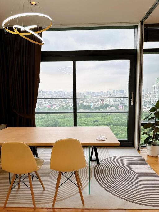 Dining area with panoramic city view