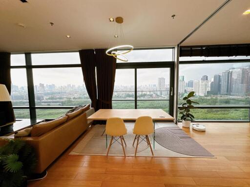 Modern living room with city view