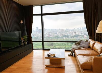 Modern living room with large panoramic window