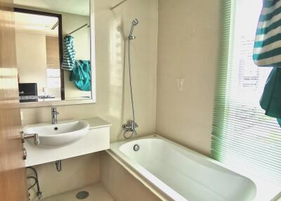 Modern bathroom with bathtub and sink