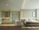 Spacious modern bedroom with en-suite bathroom