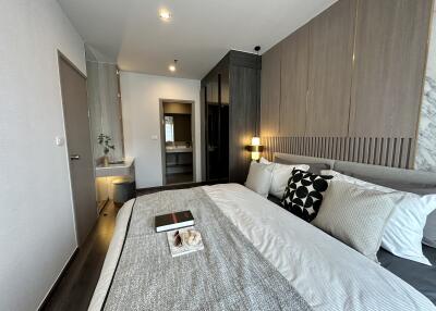 Modern bedroom with en-suite bathroom and stylish decor