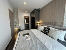 Modern bedroom with en-suite bathroom and stylish decor