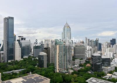 City skyline view from an apartment