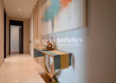 Stylish hallway with wall art and elegant console table