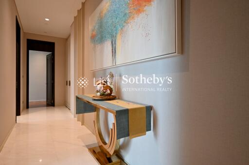 Stylish hallway with wall art and elegant console table