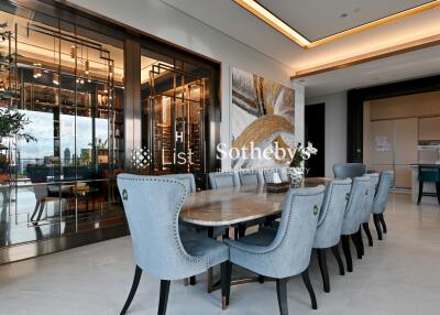 Modern dining area with elegant seating and decor