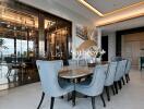 Modern dining area with elegant seating and decor