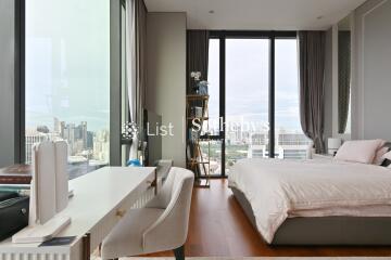 Modern bedroom with city view