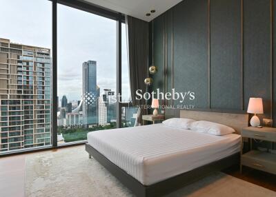 Modern bedroom with city view