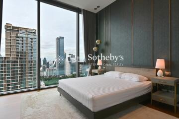 Modern bedroom with city view