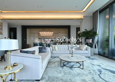 Modern, luxurious living room with open layout