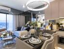 Modern living and dining area with elegant decor