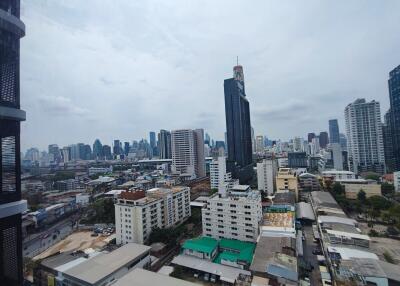 City skyline view with several high-rise buildings and apartments