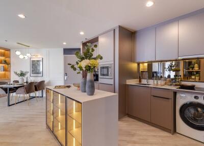 Modern kitchen with dining area