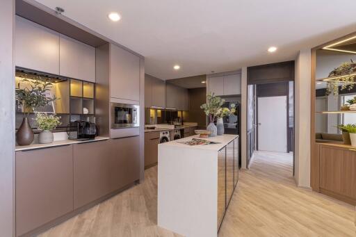 Modern kitchen with island and integrated appliances