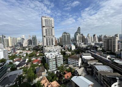 City skyline view from high-rise apartment