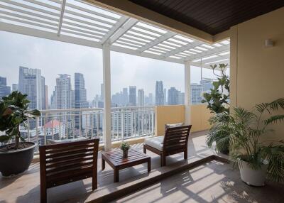 Spacious modern balcony with city view