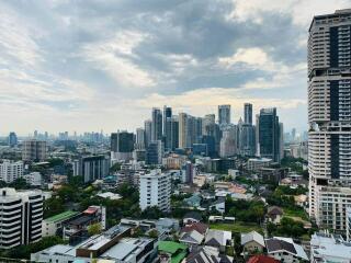 Panoramic view of a modern city with high-rise buildings