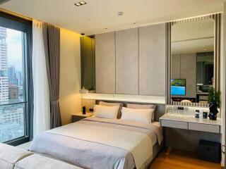 Modern bedroom with city view