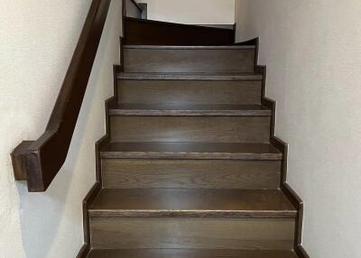 Staircase with wooden steps and handrail