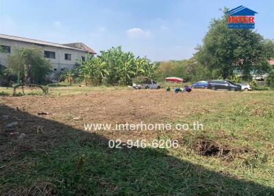 Cleared land with adjacent building and parked cars