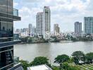 Balcony view of river with cityscape